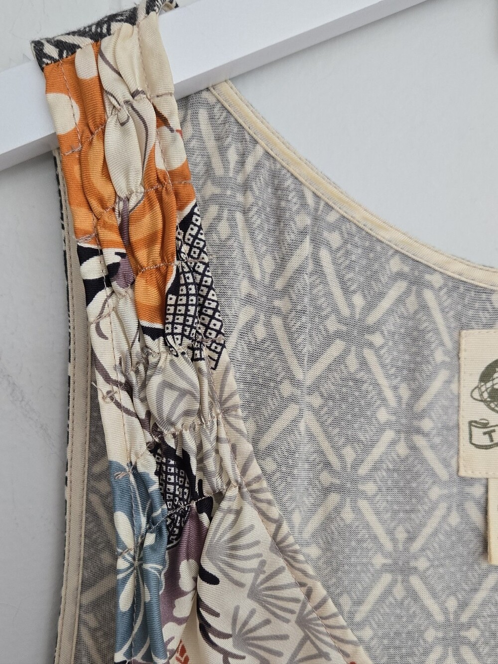 100% Silk Anthropologie Tiny Floral Printed V-Neck Sleeveless Top Size M - Picture 5 of 12